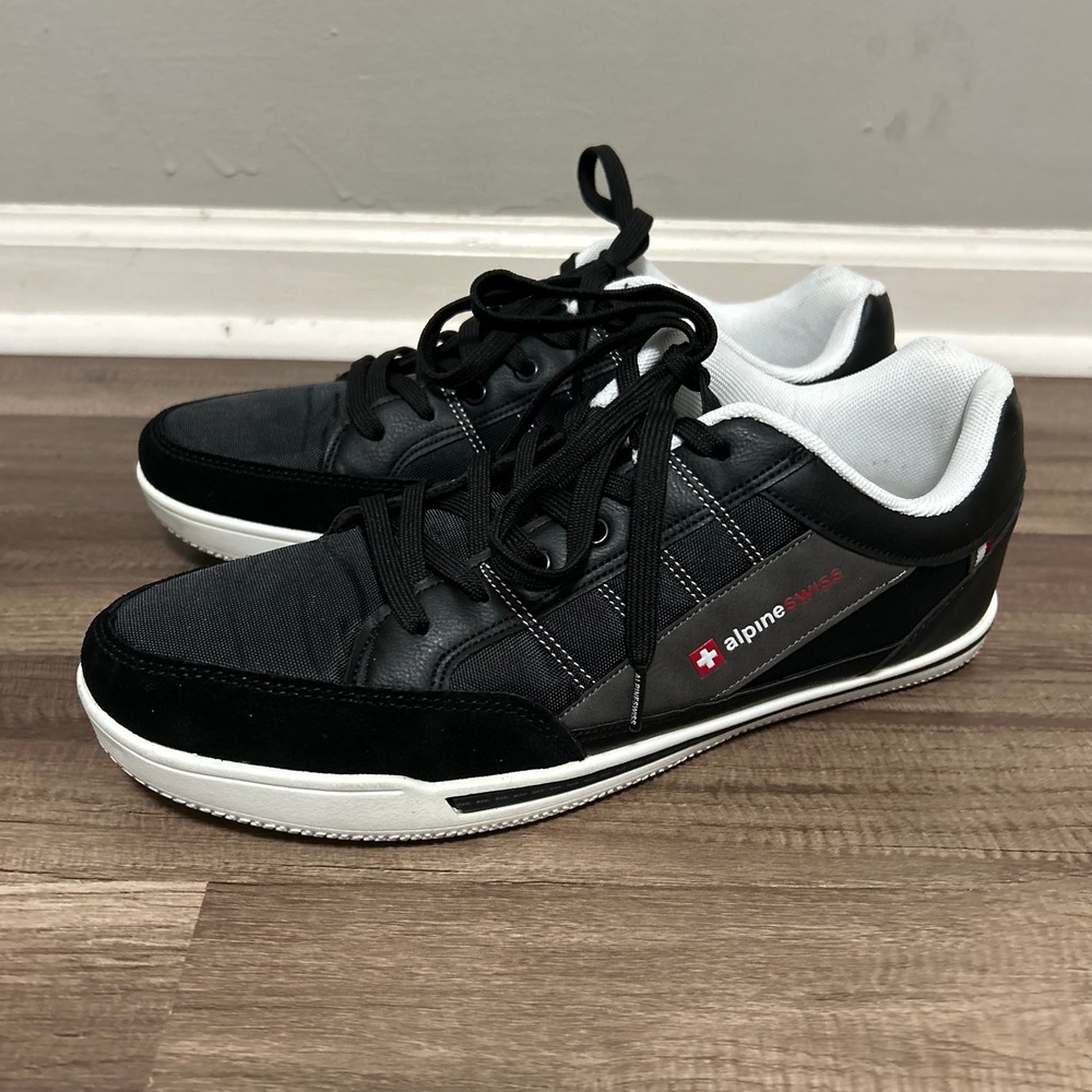 Alpine Swiss Sneakers Men's 11 Black Low Top Casual Urban Lifestyle Shoes STEFAN - Picture 3 of 13